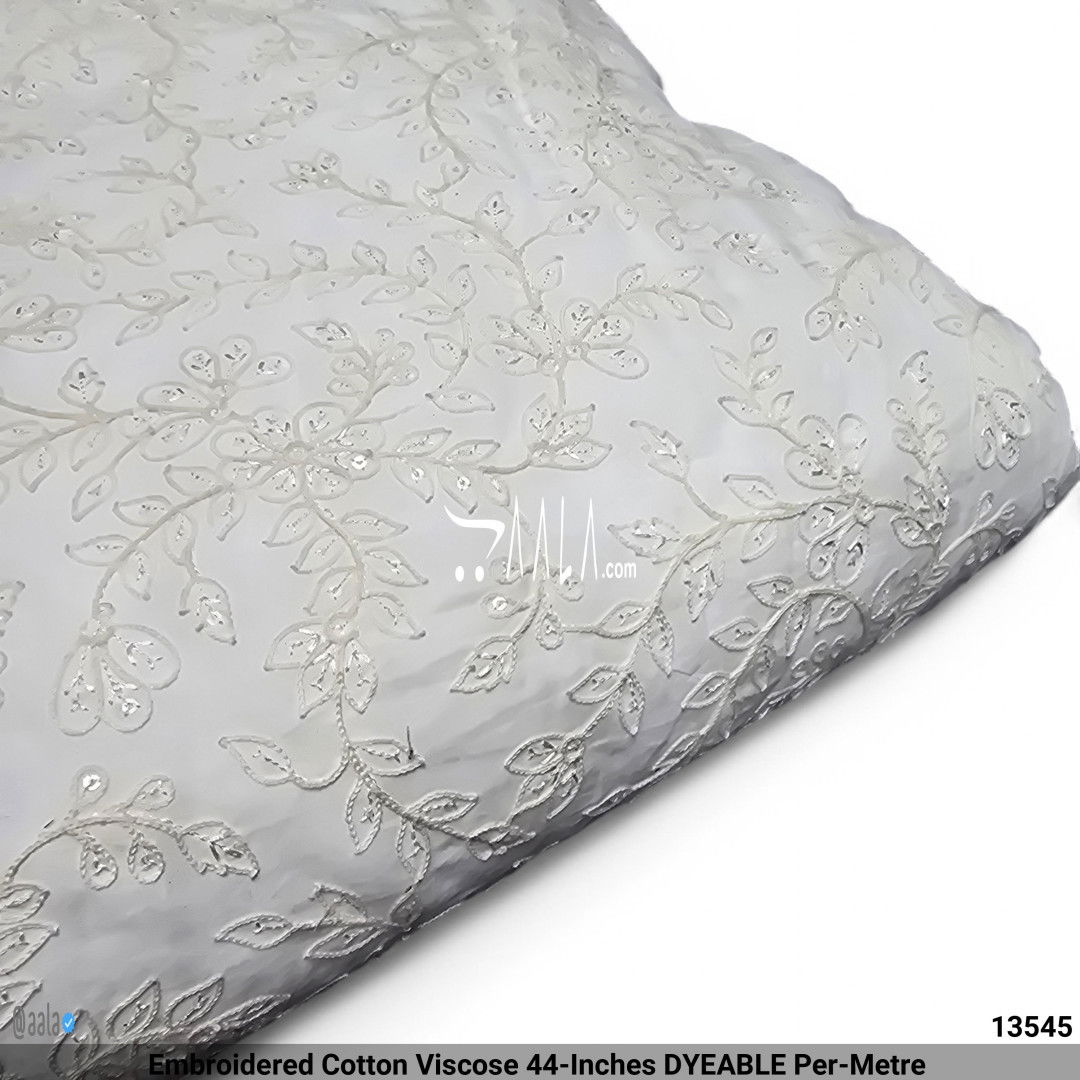 Embroidered Cotton Viscose 44-Inches DYEABLE Per-Metre #13545