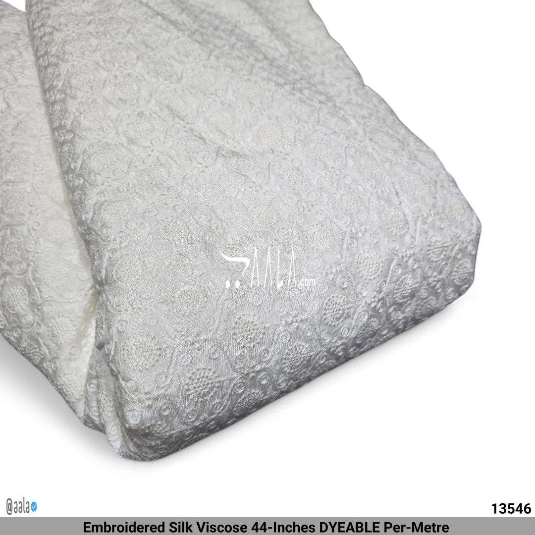 Embroidered Silk Viscose 44-Inches DYEABLE Per-Metre #13546