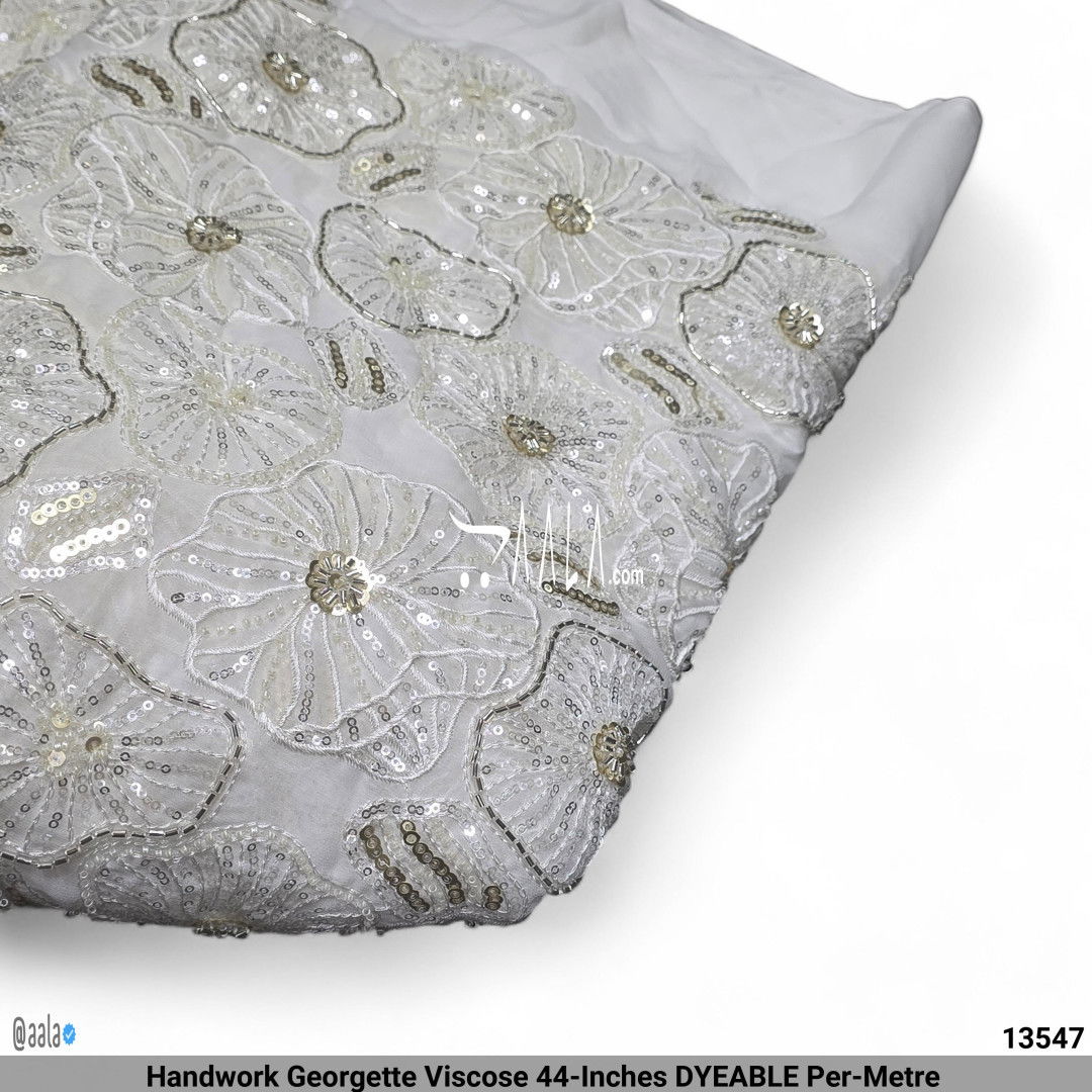 Handwork Georgette Viscose 44-Inches DYEABLE Per-Metre #13547
