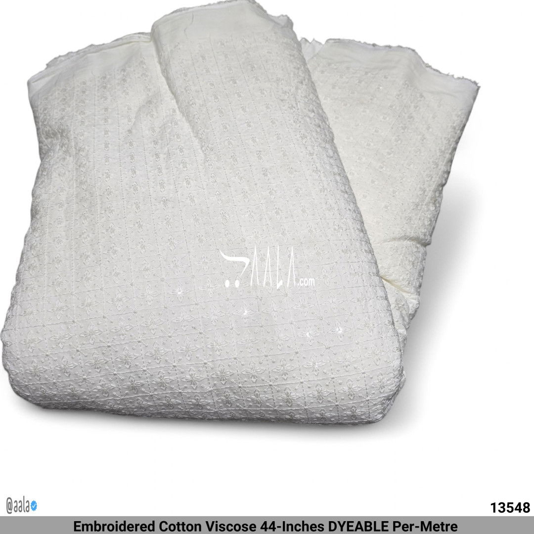 Embroidered Cotton Viscose 44-Inches DYEABLE Per-Metre #13548