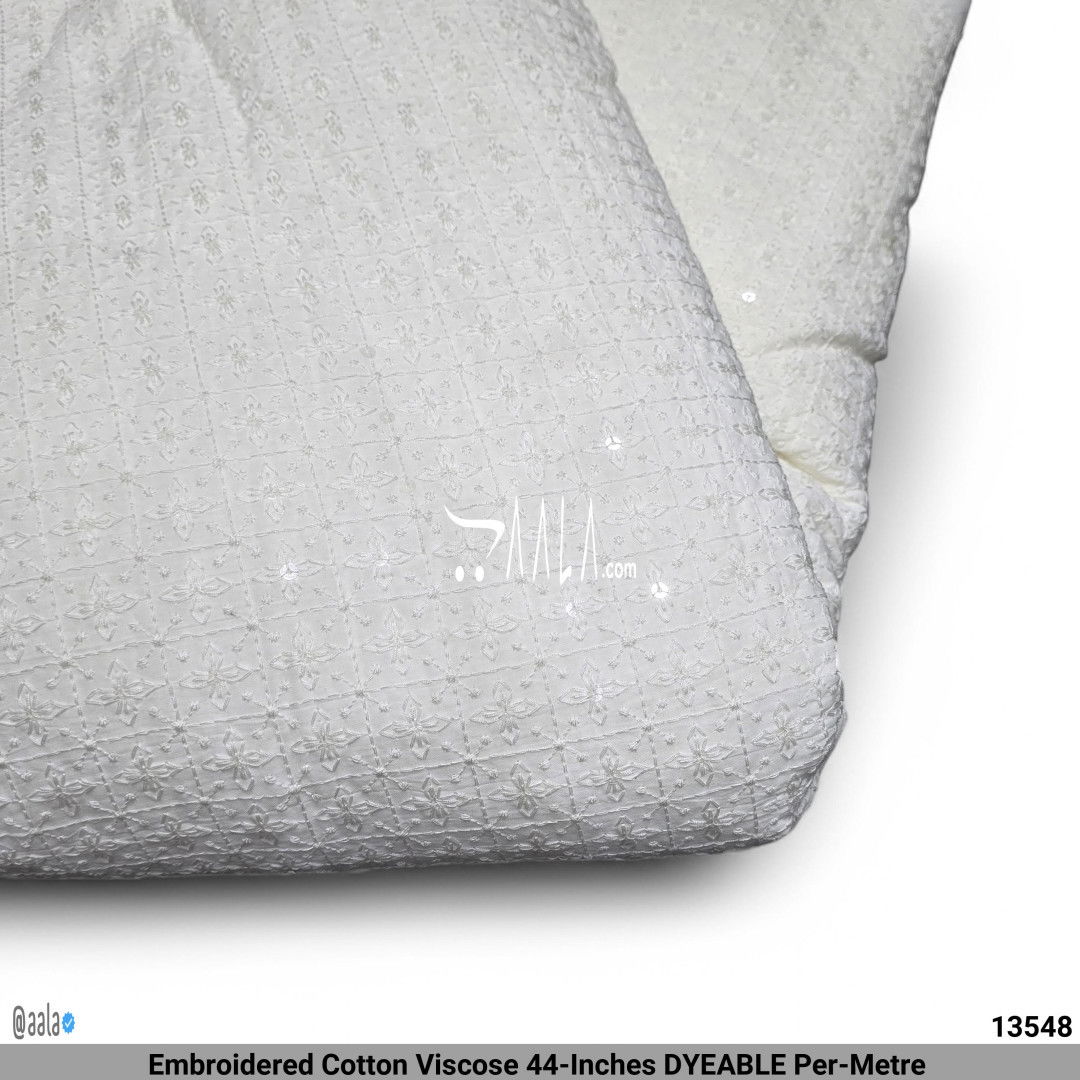 Embroidered Cotton Viscose 44-Inches DYEABLE Per-Metre #13548