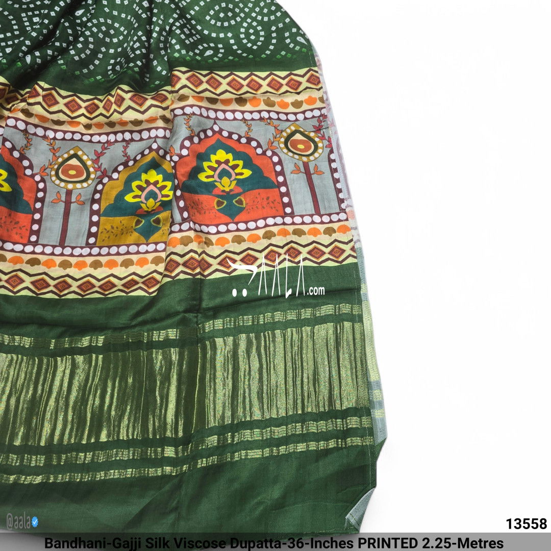 Bandhani-Gajji Silk Viscose Dupatta-36-Inches PRINTED 2.25-Metres #13558
