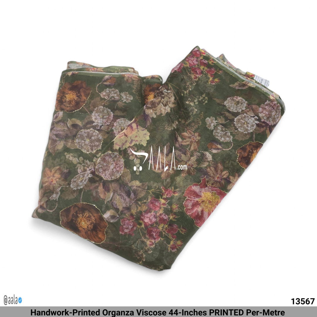 Handwork-Printed Organza Viscose 44-Inches PRINTED Per-Metre #13567