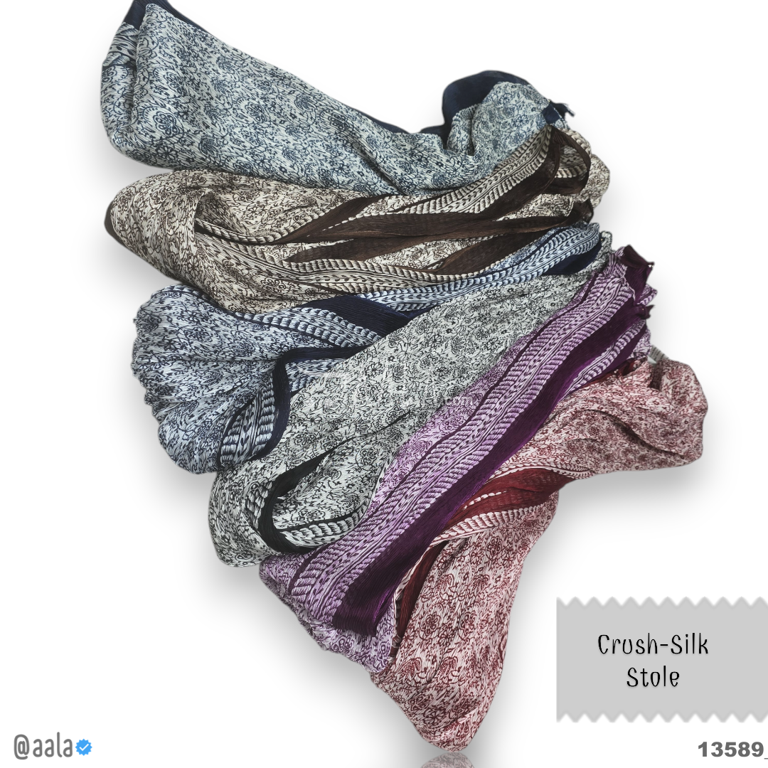 Crush Silk Blend Dupatta-20-Inches MULTIPLE-OPTIONS 2.00-Metres #13589