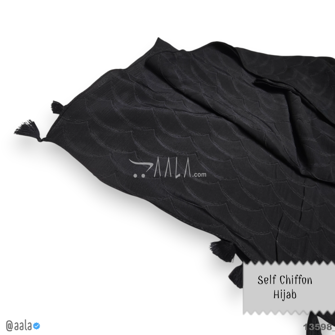 Self Chiffon Blend Dupatta-28-Inches BLACK 2.25-Metres 