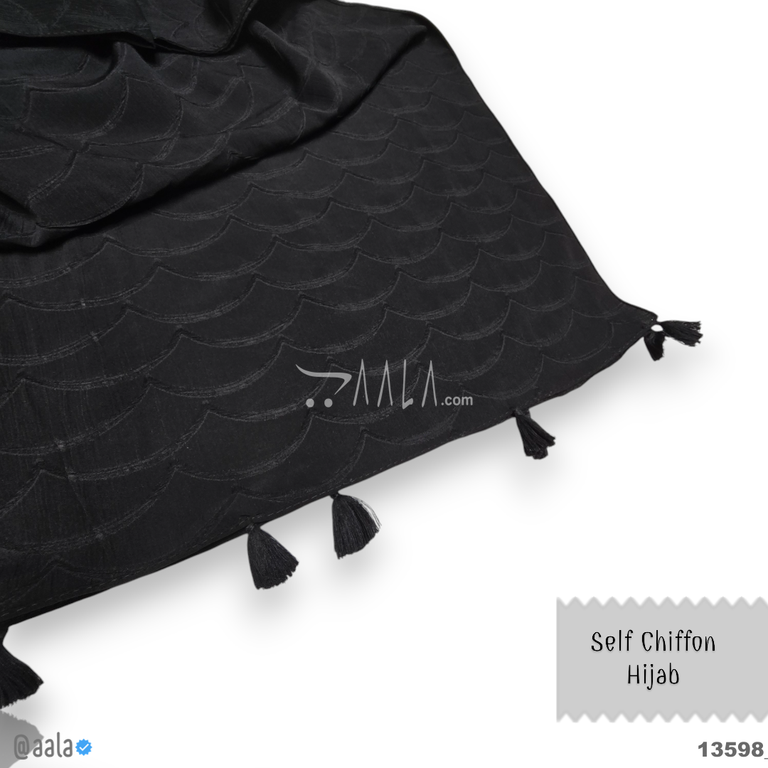 Self Chiffon Blend Dupatta-28-Inches BLACK 2.25-Metres 