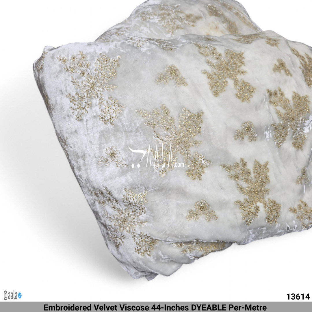 Embroidered Velvet Viscose 44-Inches DYEABLE Per-Metre 