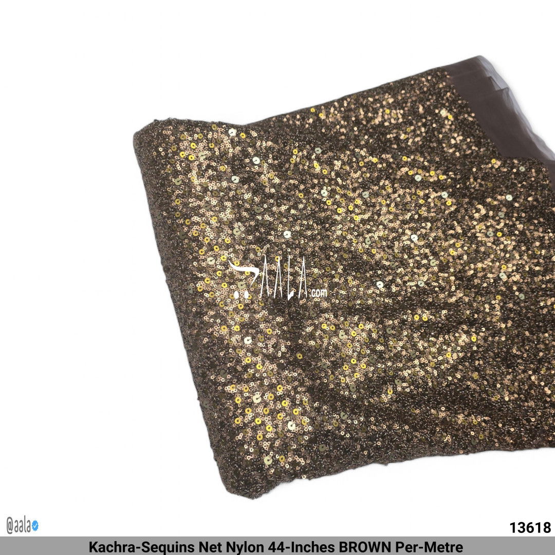 Kachra-Sequins Net Nylon 44-Inches BROWN Per-Metre 