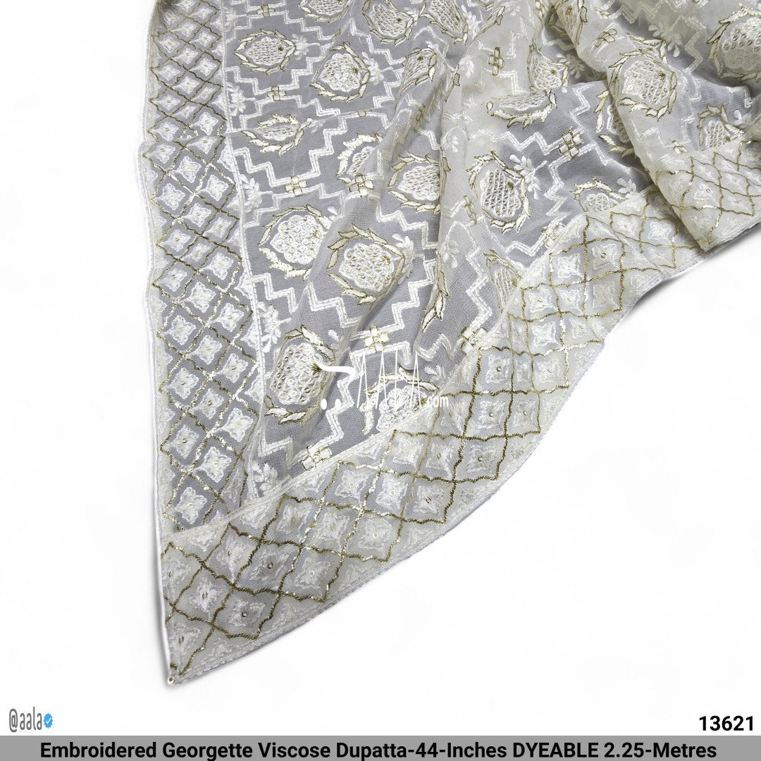 Embroidered Georgette Viscose Dupatta-44-Inches DYEABLE 2.25-Metres 