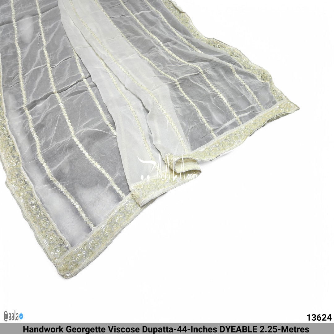 Handwork Georgette Viscose Dupatta-44-Inches DYEABLE 2.25-Metres #13624