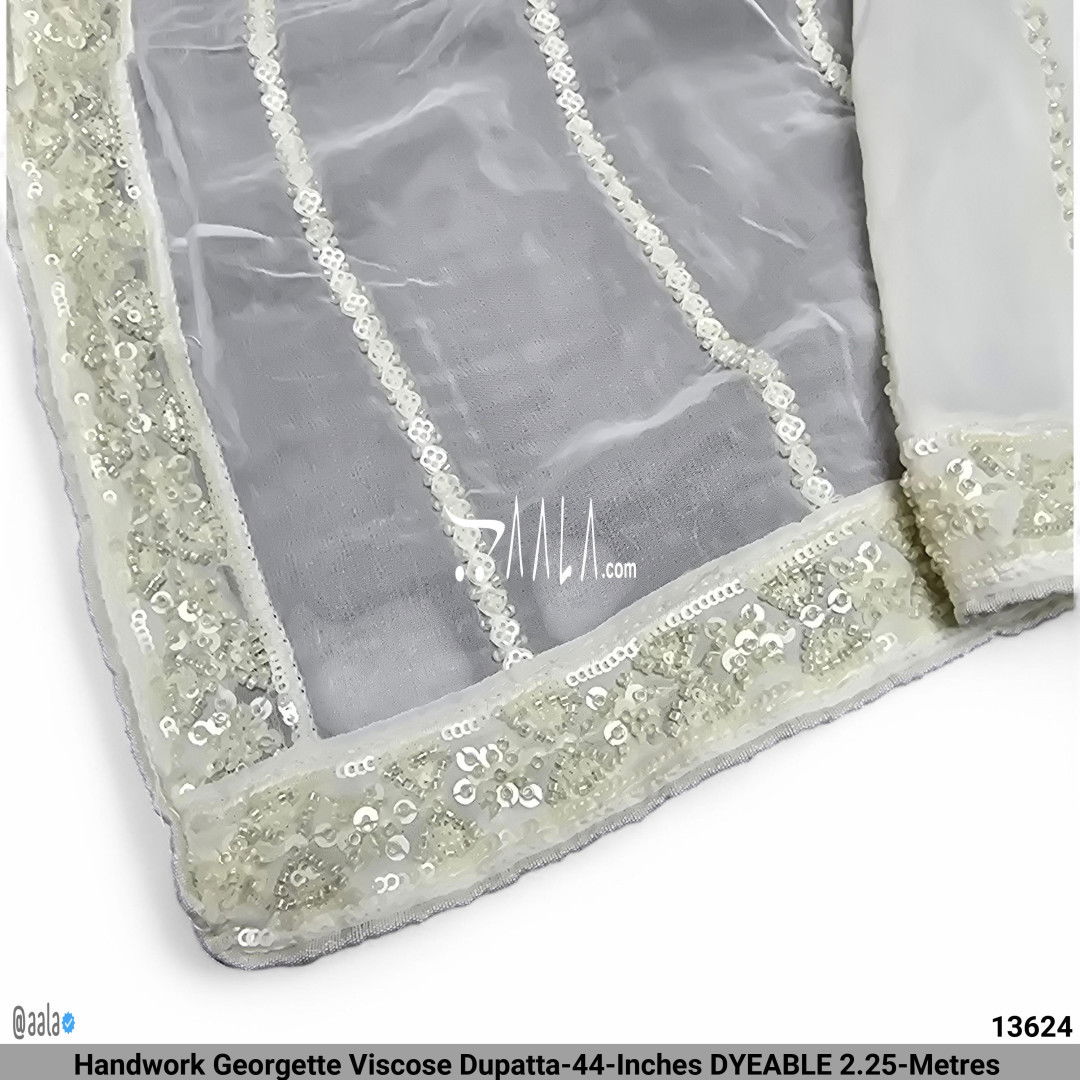 Handwork Georgette Viscose Dupatta-44-Inches DYEABLE 2.25-Metres #13624