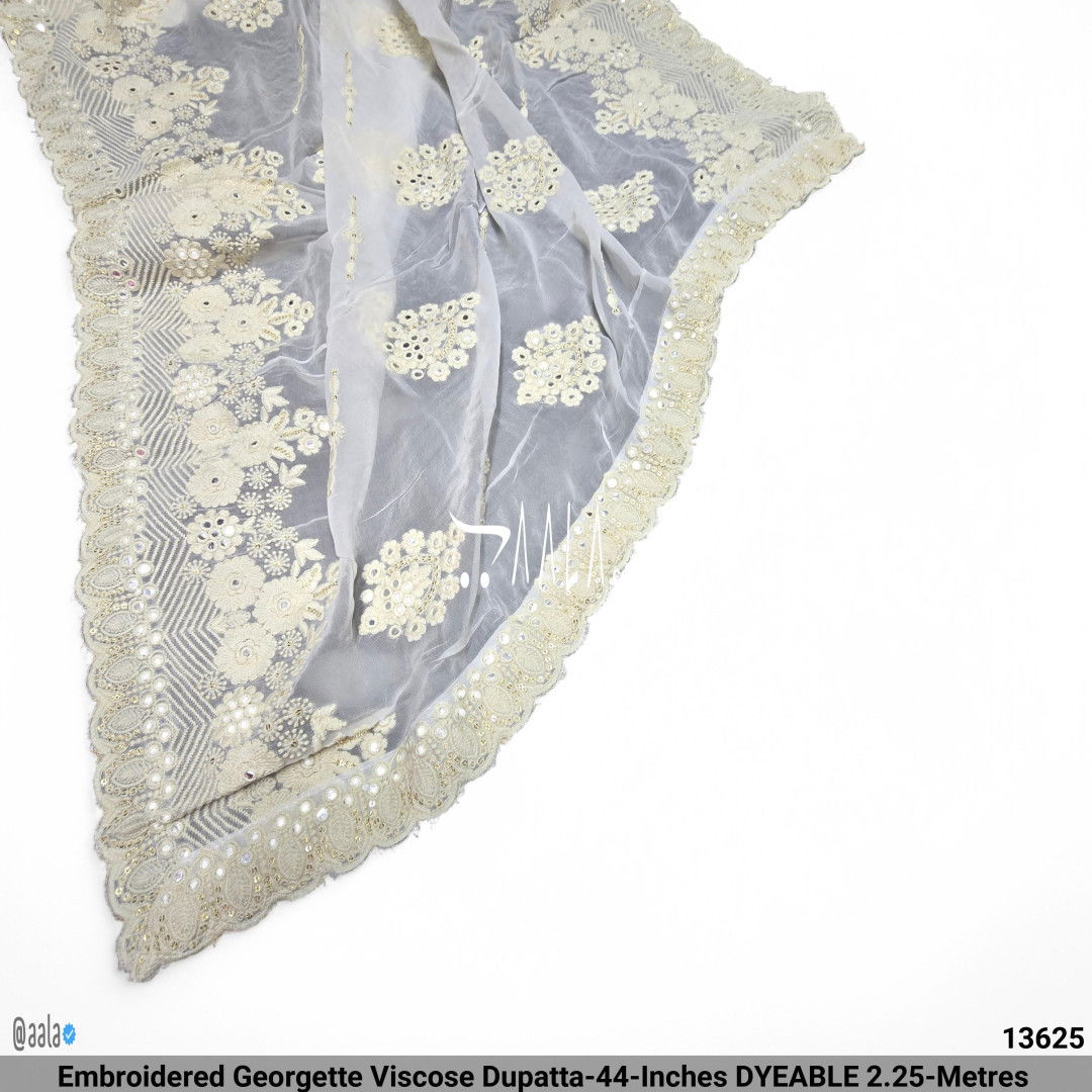 Embroidered Georgette Viscose Dupatta-44-Inches DYEABLE 2.25-Metres #13625
