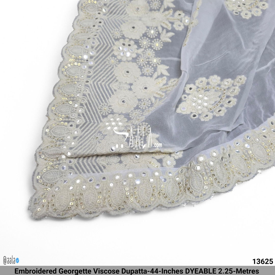 Embroidered Georgette Viscose Dupatta-44-Inches DYEABLE 2.25-Metres #13625