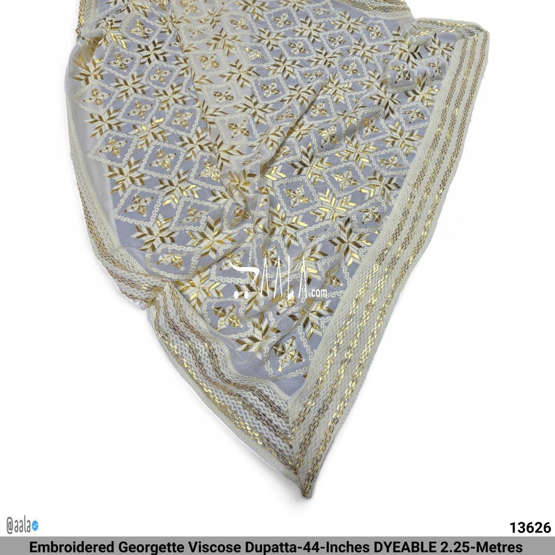 Embroidered Georgette Viscose Dupatta-44-Inches DYEABLE 2.25-Metres #13626