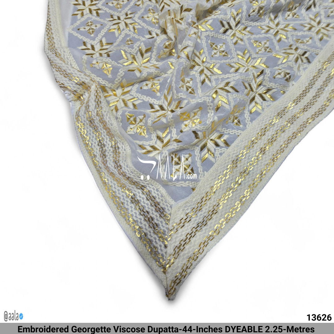 Embroidered Georgette Viscose Dupatta-44-Inches DYEABLE 2.25-Metres #13626