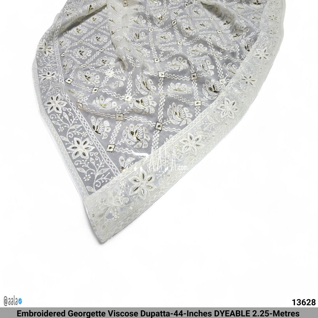 Embroidered Georgette Viscose Dupatta-44-Inches DYEABLE 2.25-Metres #13628