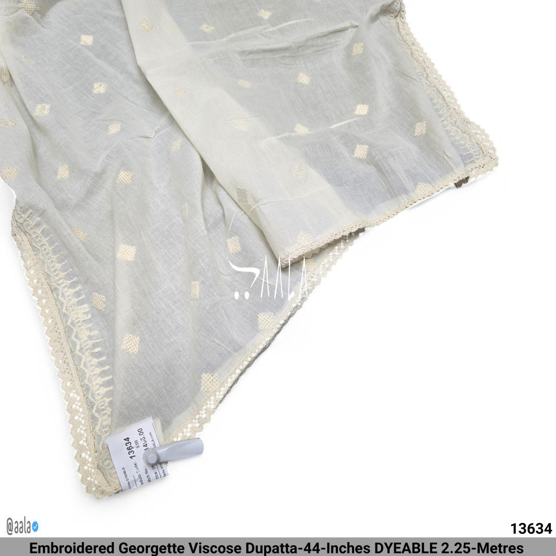 Embroidered Georgette Viscose Dupatta-44-Inches DYEABLE 2.25-Metres #13634