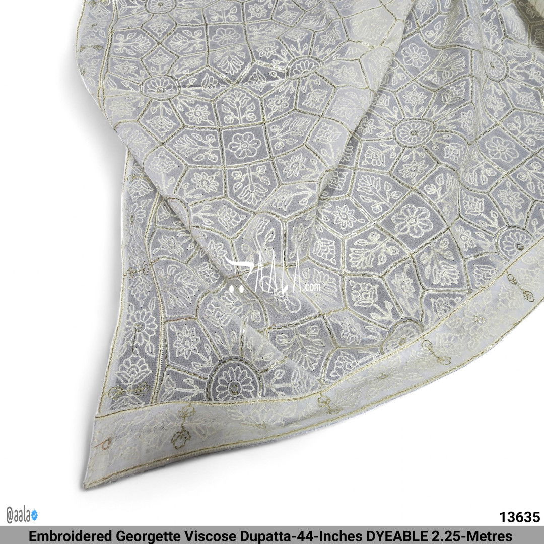 Embroidered Georgette Viscose Dupatta-44-Inches DYEABLE 2.25-Metres #13635