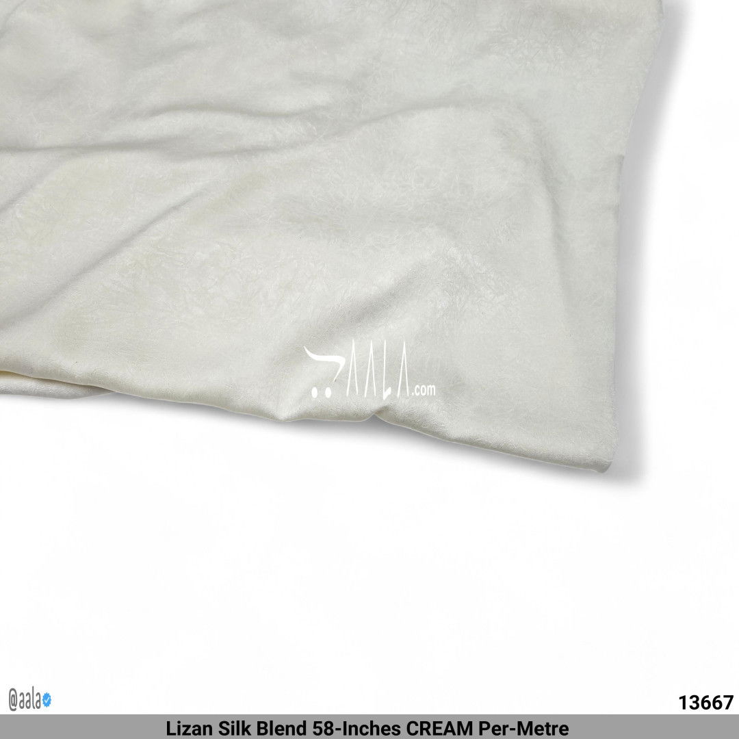 Lizan Silk Blend 58-Inches CREAM Per-Metre #13667