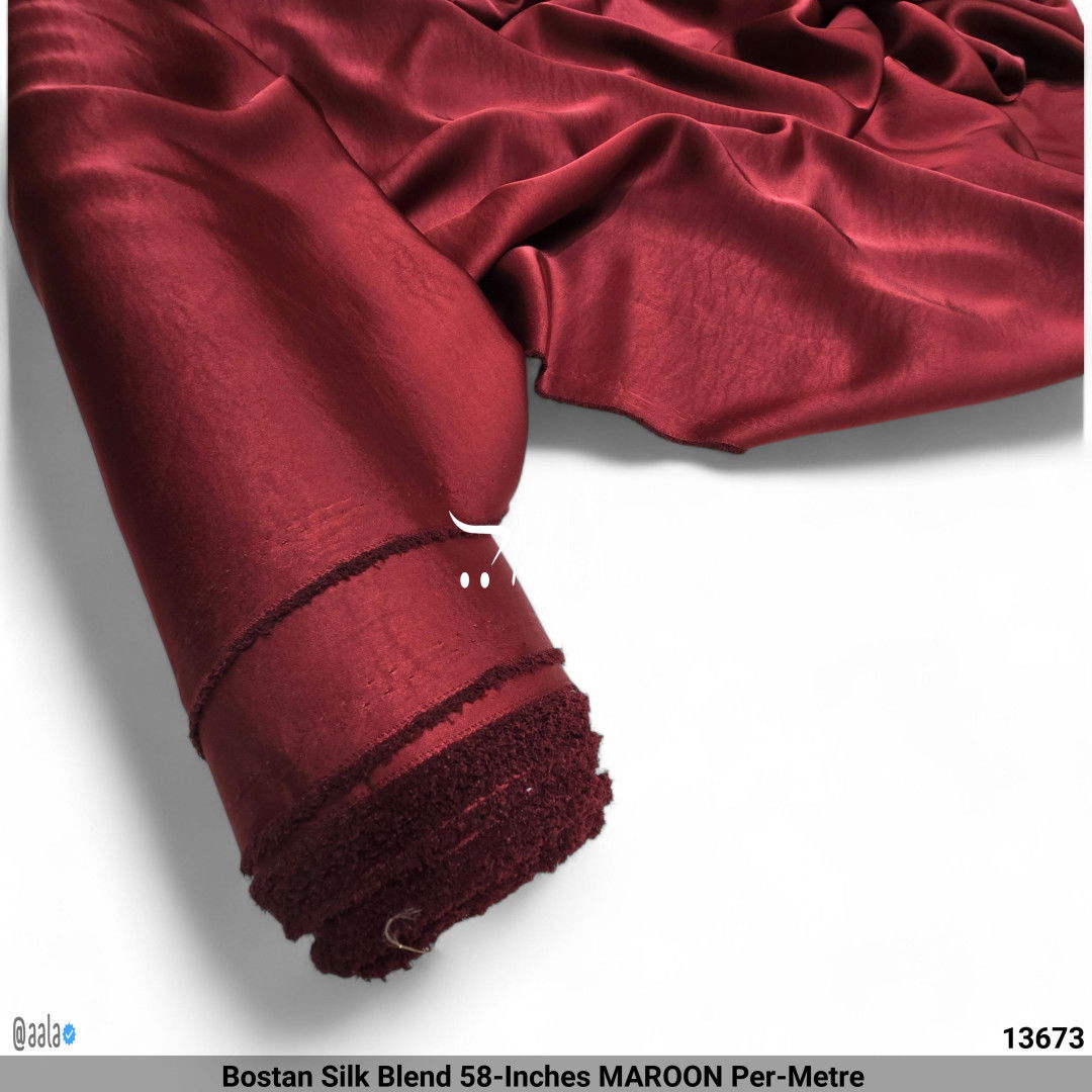 Bostan Silk Blend 58-Inches MAROON Per-Metre #13673