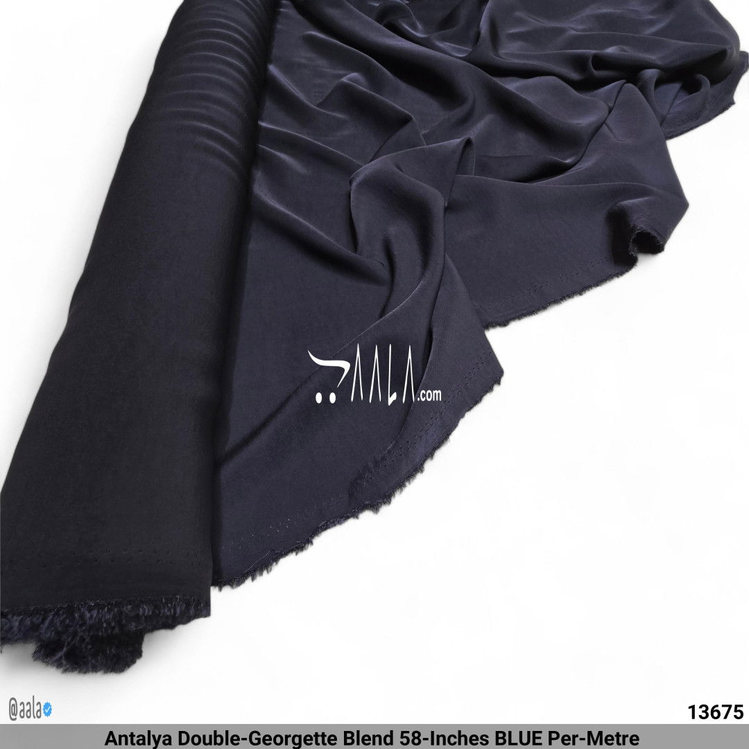Antalya Double-Georgette Blend 58-Inches BLUE Per-Metre #13675