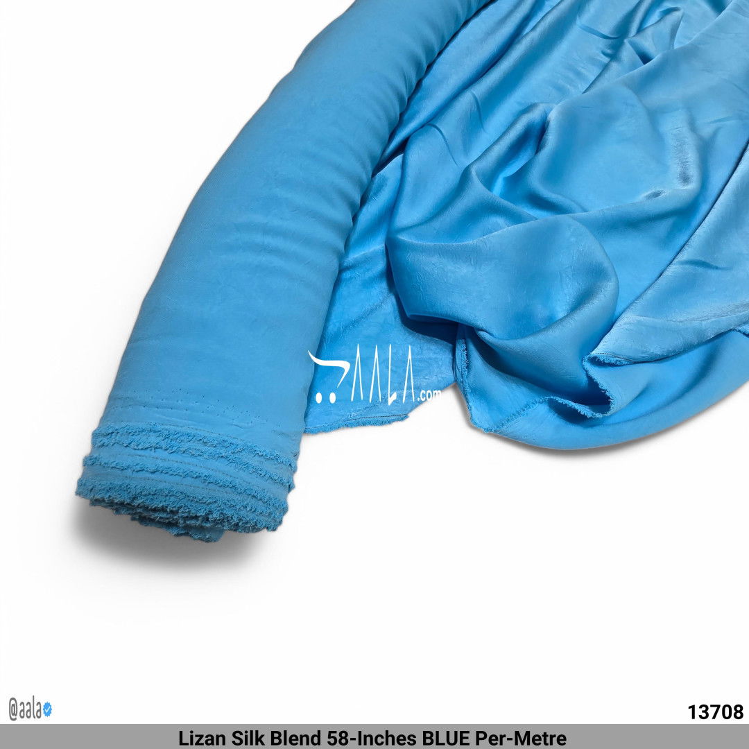 Lizan Silk Blend 58-Inches BLUE Per-Metre #13708