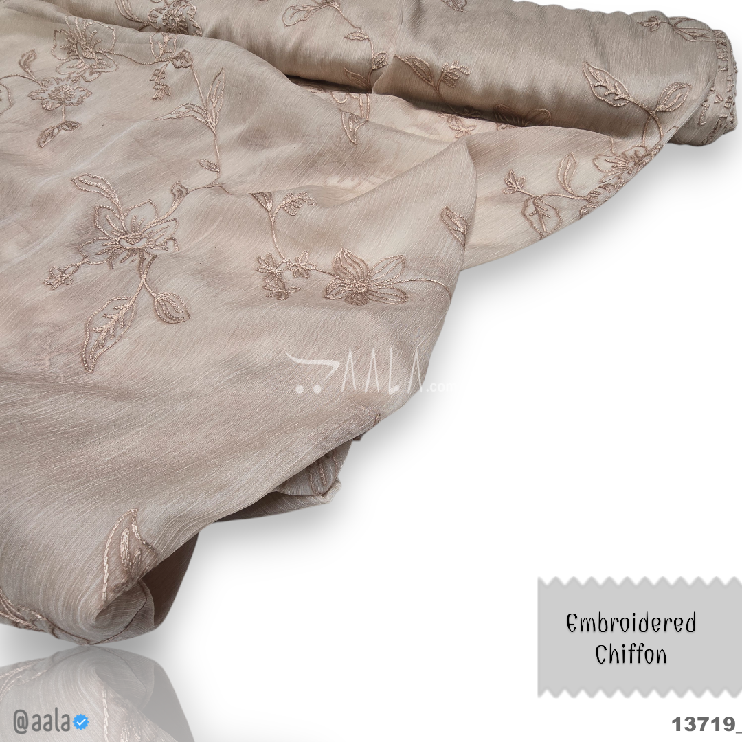 Embroidered Chiffon Blend 44-Inches PINK Per-Metre 