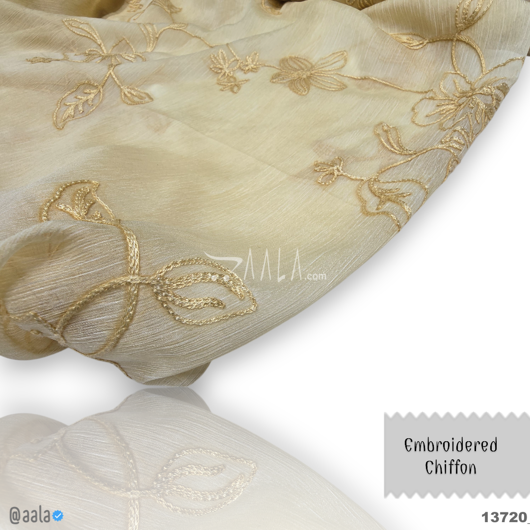 Embroidered Chiffon Blend 44-Inches BIEGE Per-Metre #13720
