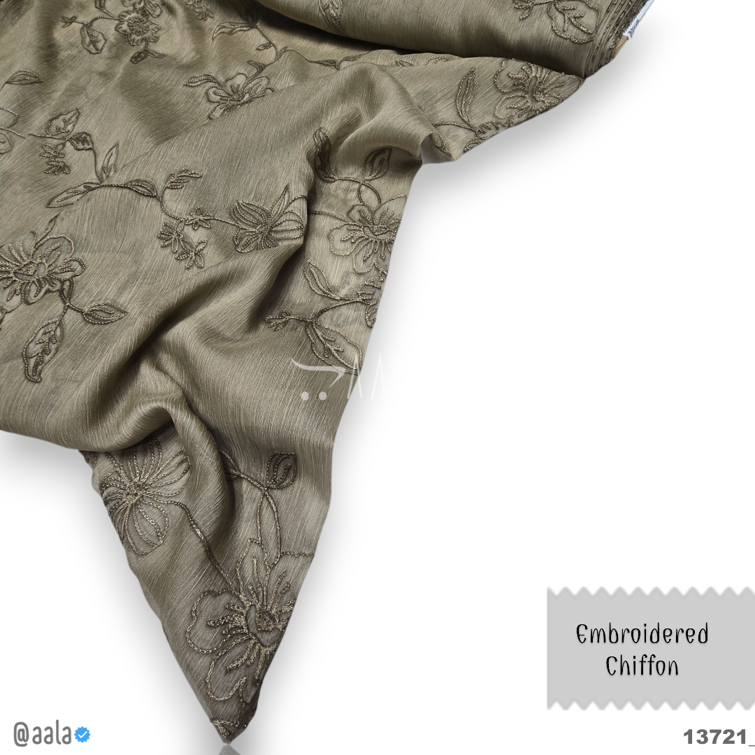 Embroidered Chiffon Blend 44-Inches BIEGE Per-Metre #13721