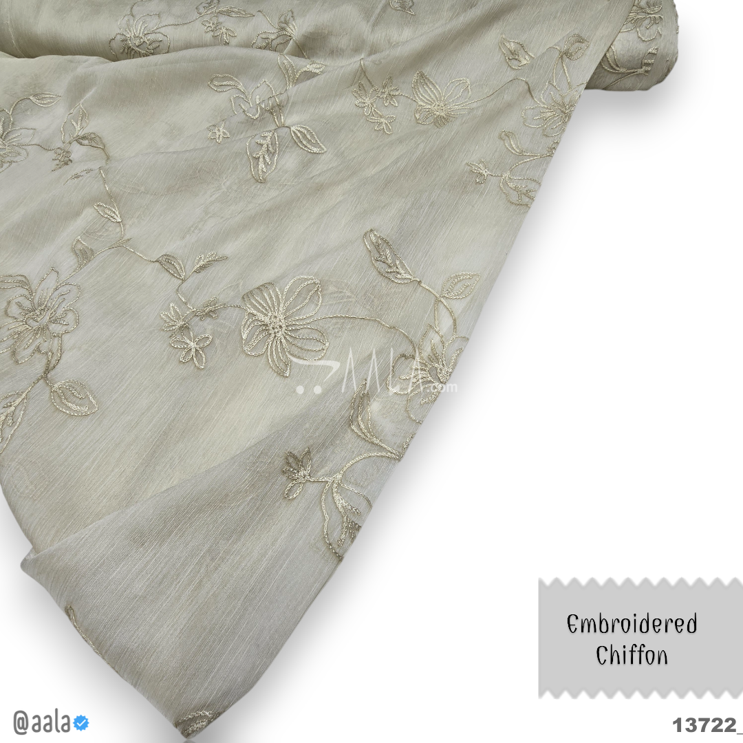 Embroidered Chiffon Blend 44-Inches SKIN Per-Metre #13722