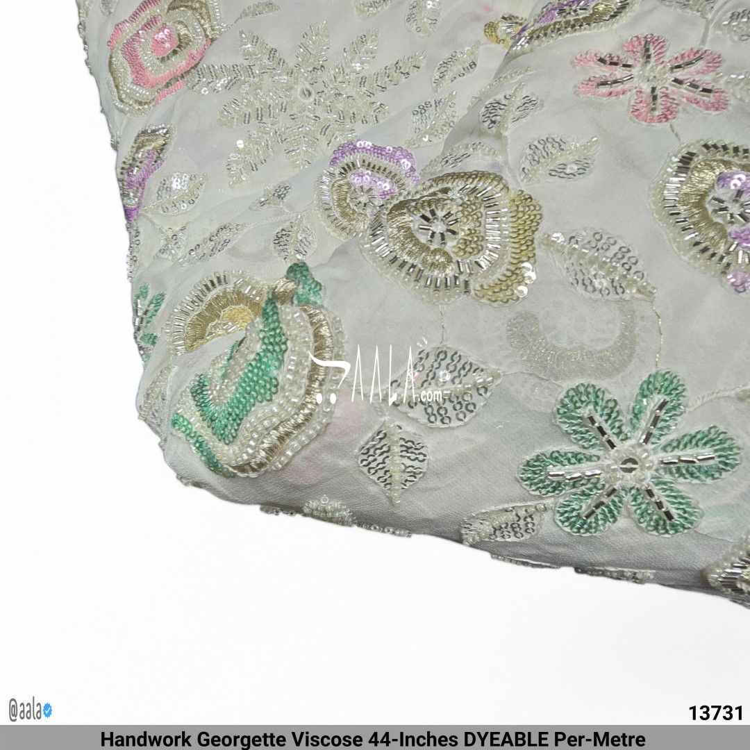 Handwork Georgette Viscose 44-Inches DYEABLE Per-Metre #13731