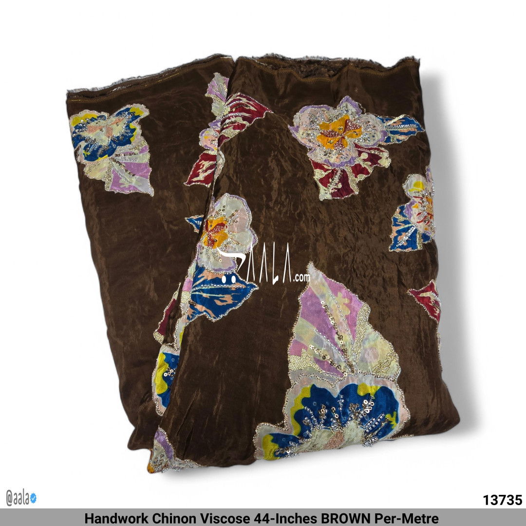 Handwork Chinon Viscose 44-Inches BROWN Per-Metre #13735