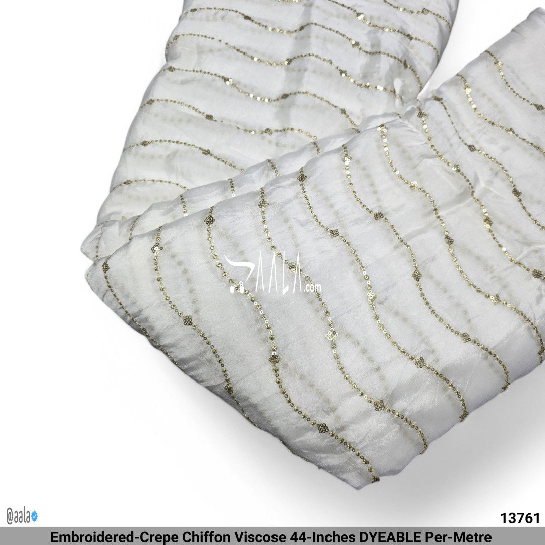 Embroidered-Crepe Chiffon Viscose 44-Inches DYEABLE Per-Metre #13761