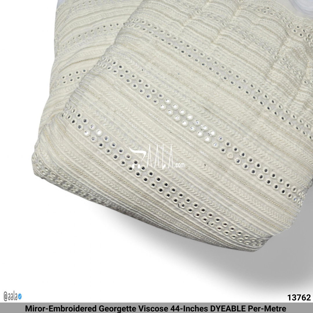 Miror-Embroidered Georgette Viscose 44-Inches DYEABLE Per-Metre #13762