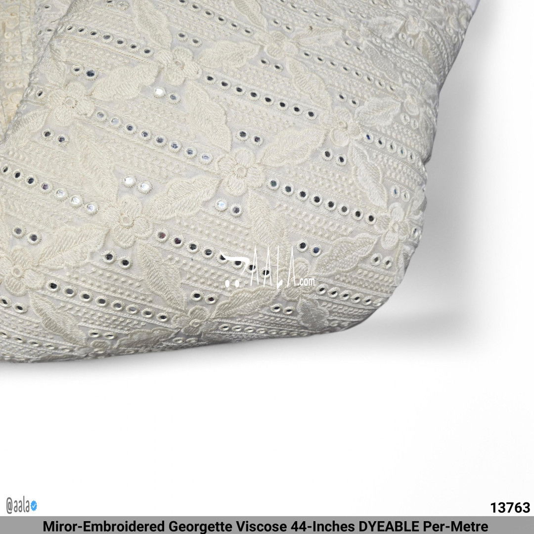 Miror-Embroidered Georgette Viscose 44-Inches DYEABLE Per-Metre #13763