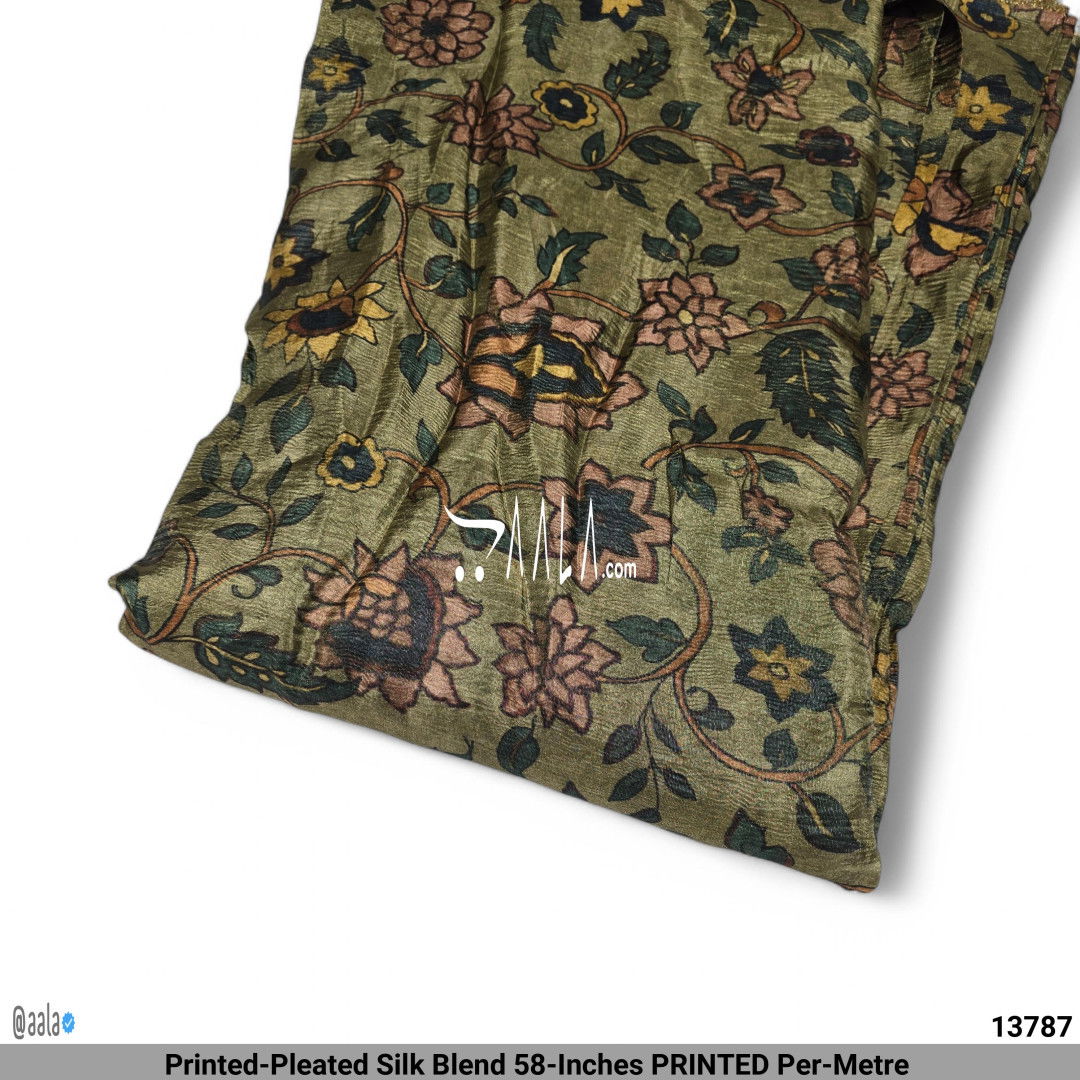 Printed-Pleated Silk Blend 58-Inches PRINTED Per-Metre #13787