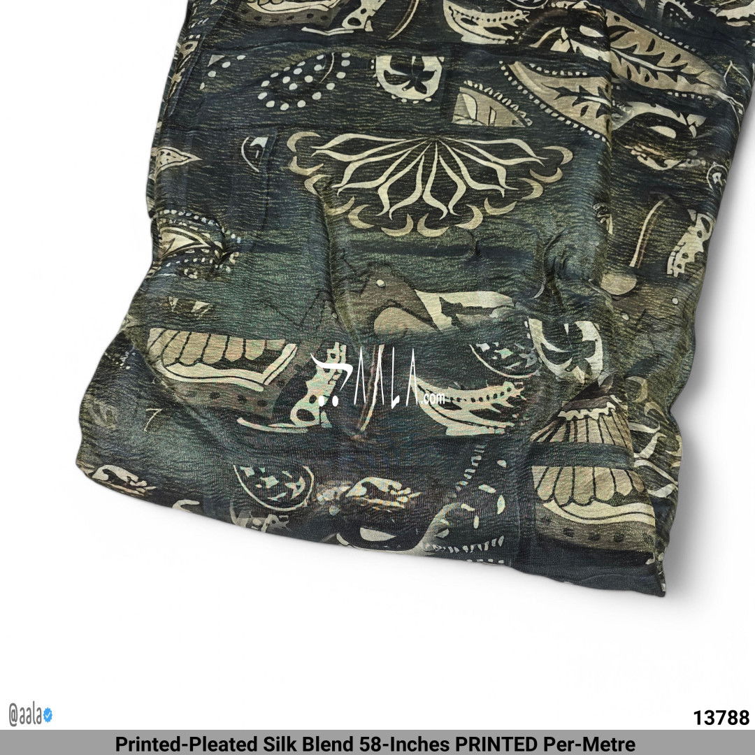 Printed-Pleated Silk Blend 58-Inches PRINTED Per-Metre #13788