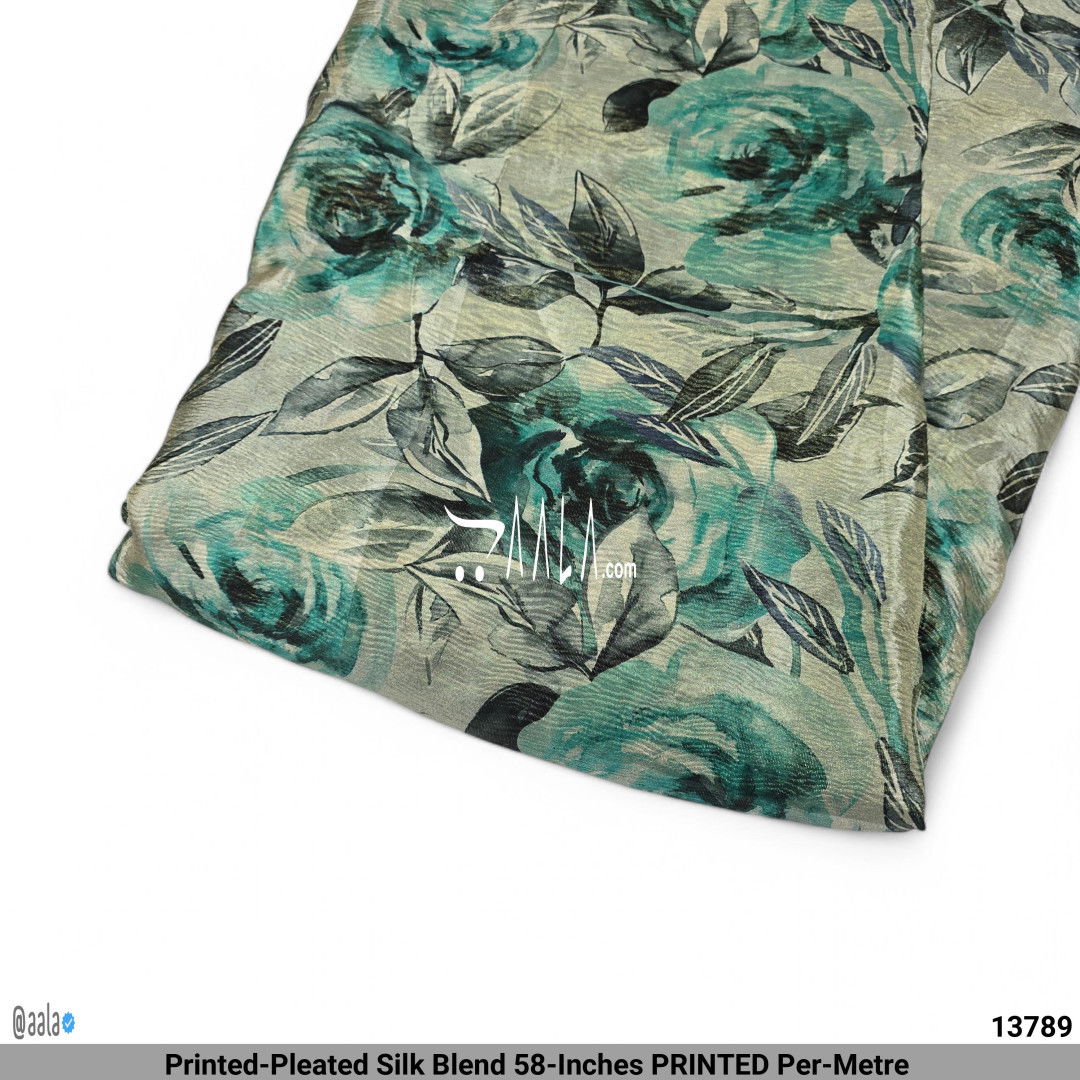 Printed-Pleated Silk Blend 58-Inches PRINTED Per-Metre #13789