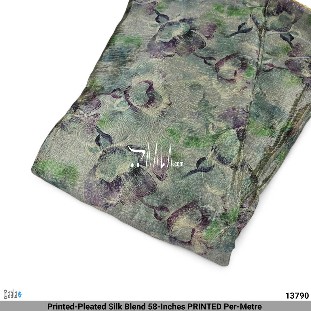 Printed-Pleated Silk Blend 58-Inches PRINTED Per-Metre #13790