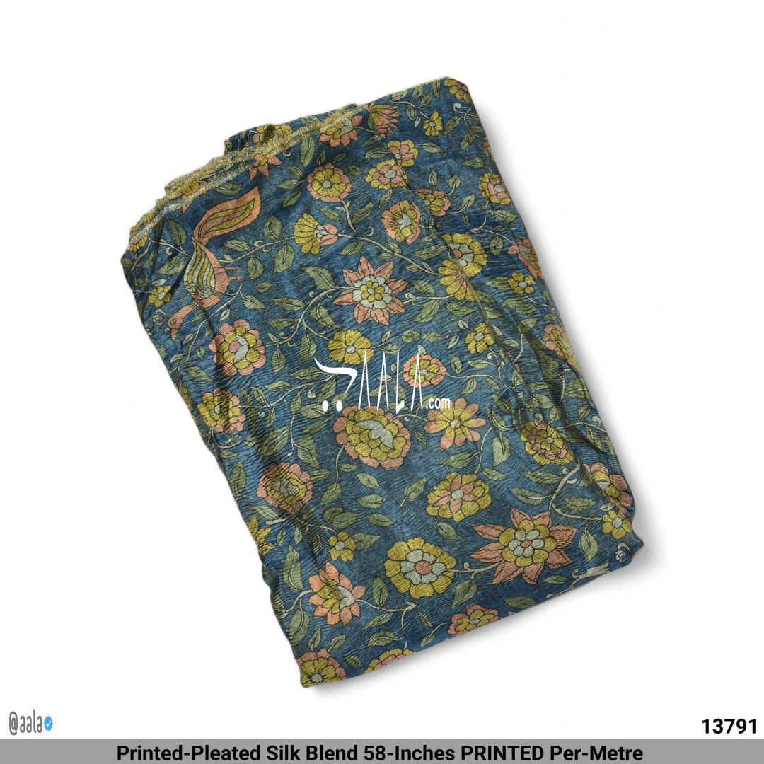 Printed-Pleated Silk Blend 58-Inches PRINTED Per-Metre #13791