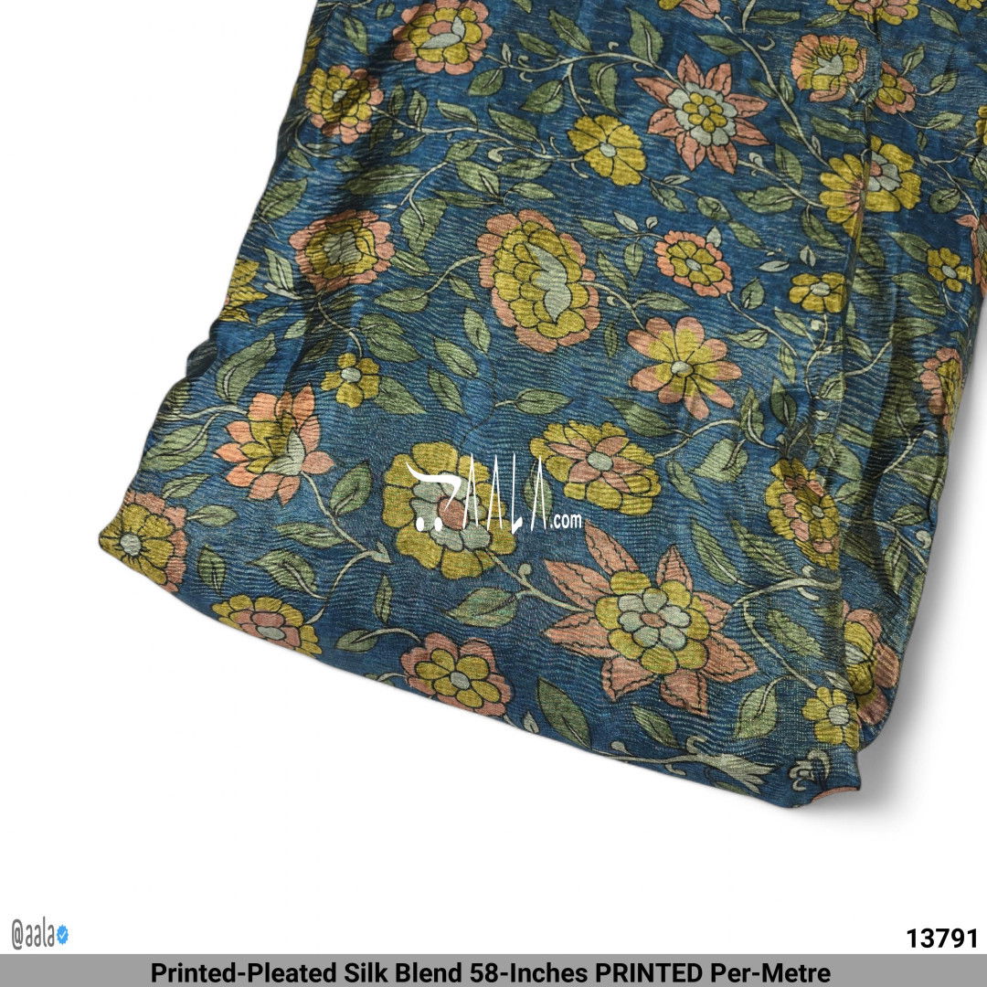Printed-Pleated Silk Blend 58-Inches PRINTED Per-Metre #13791