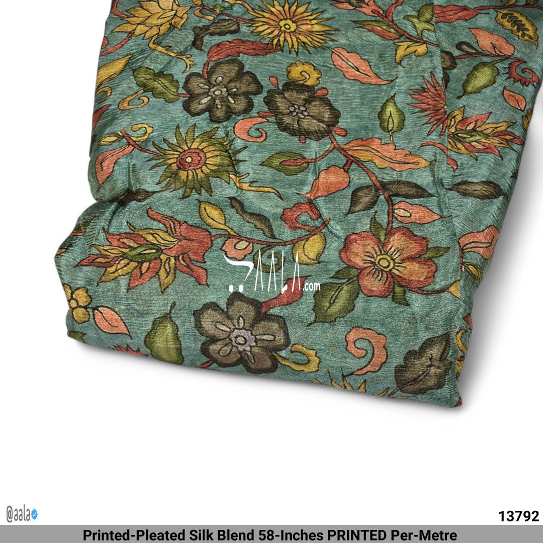 Printed-Pleated Silk Blend 58-Inches PRINTED Per-Metre #13792