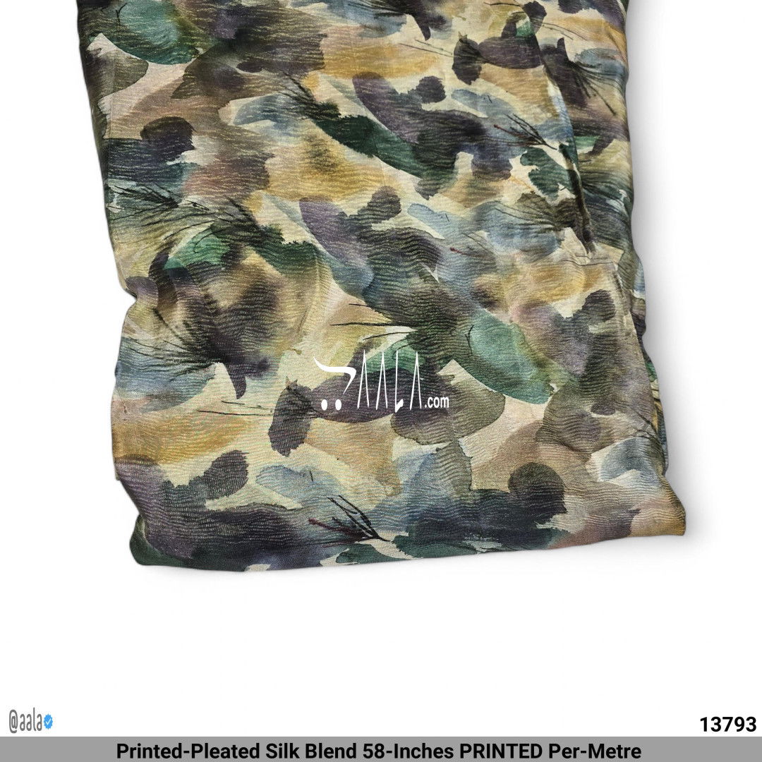 Printed-Pleated Silk Blend 58-Inches PRINTED Per-Metre #13793