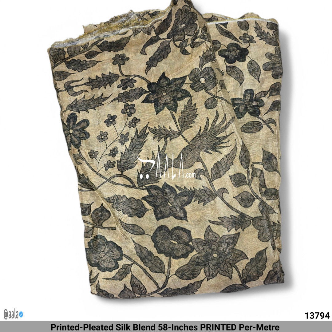 Printed-Pleated Silk Blend 58-Inches PRINTED Per-Metre #13794