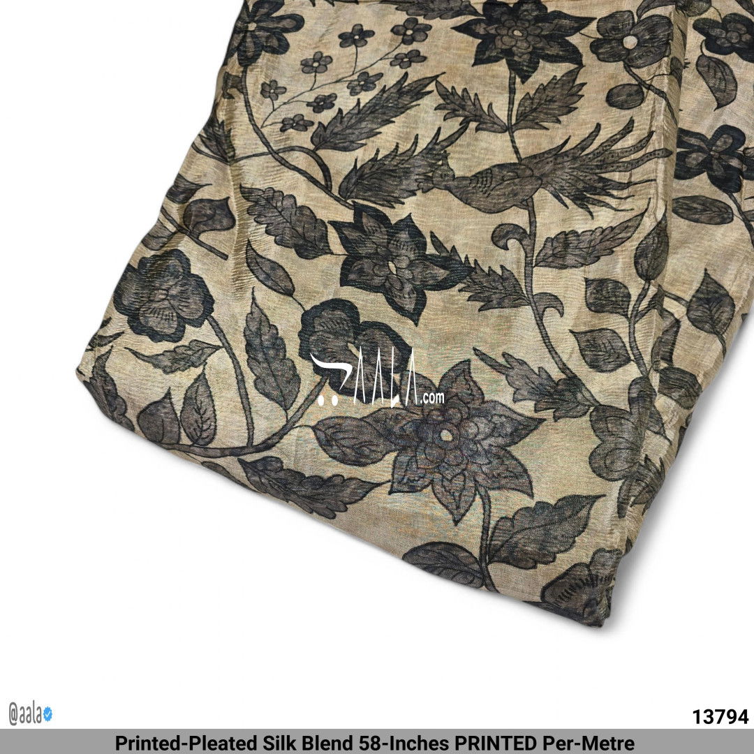 Printed-Pleated Silk Blend 58-Inches PRINTED Per-Metre #13794