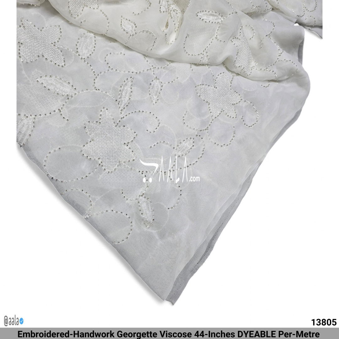 Embroidered-Handwork Georgette Viscose 44-Inches DYEABLE Per-Metre #13805