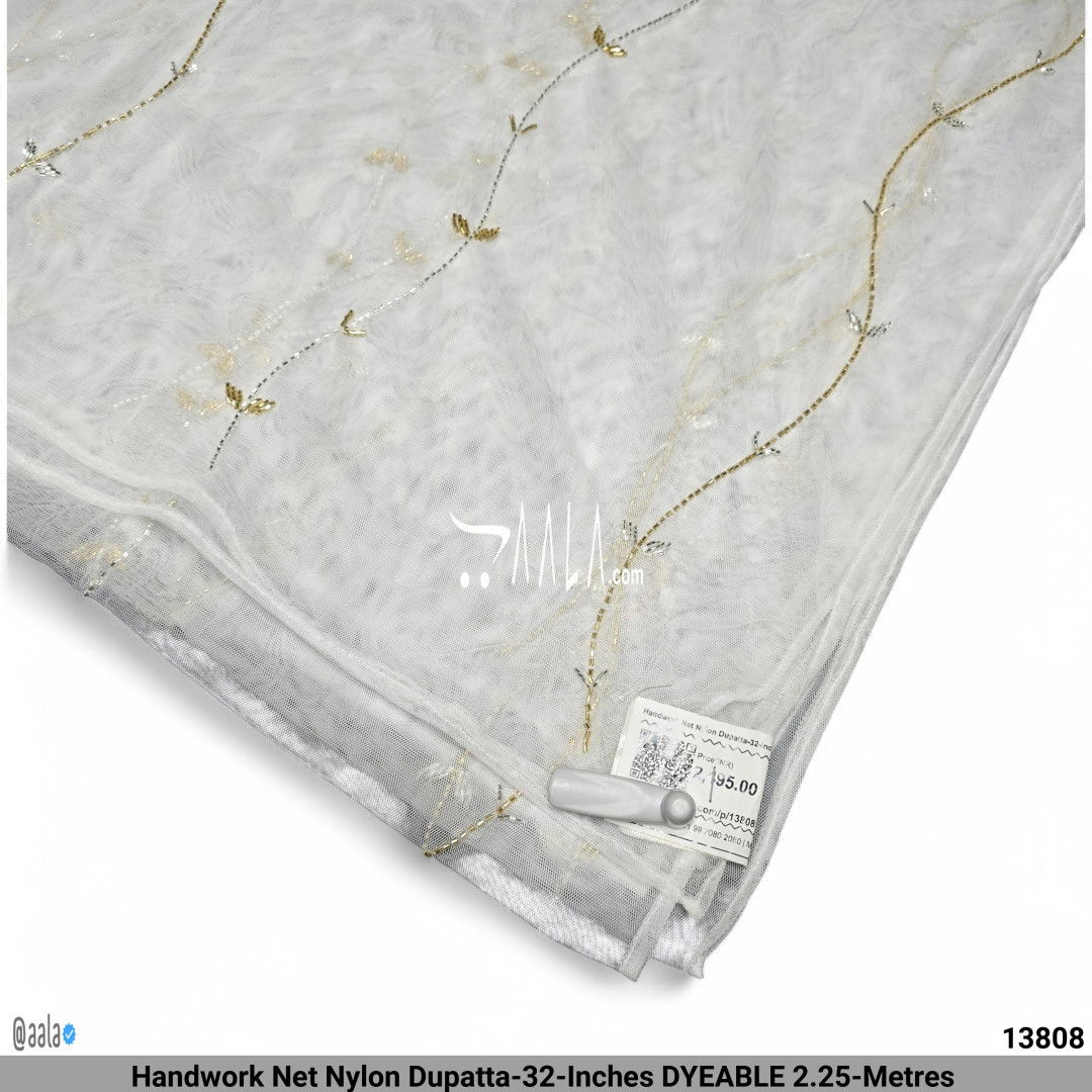 Handwork Net Nylon Dupatta-32-Inches DYEABLE 2.25-Metres #13808