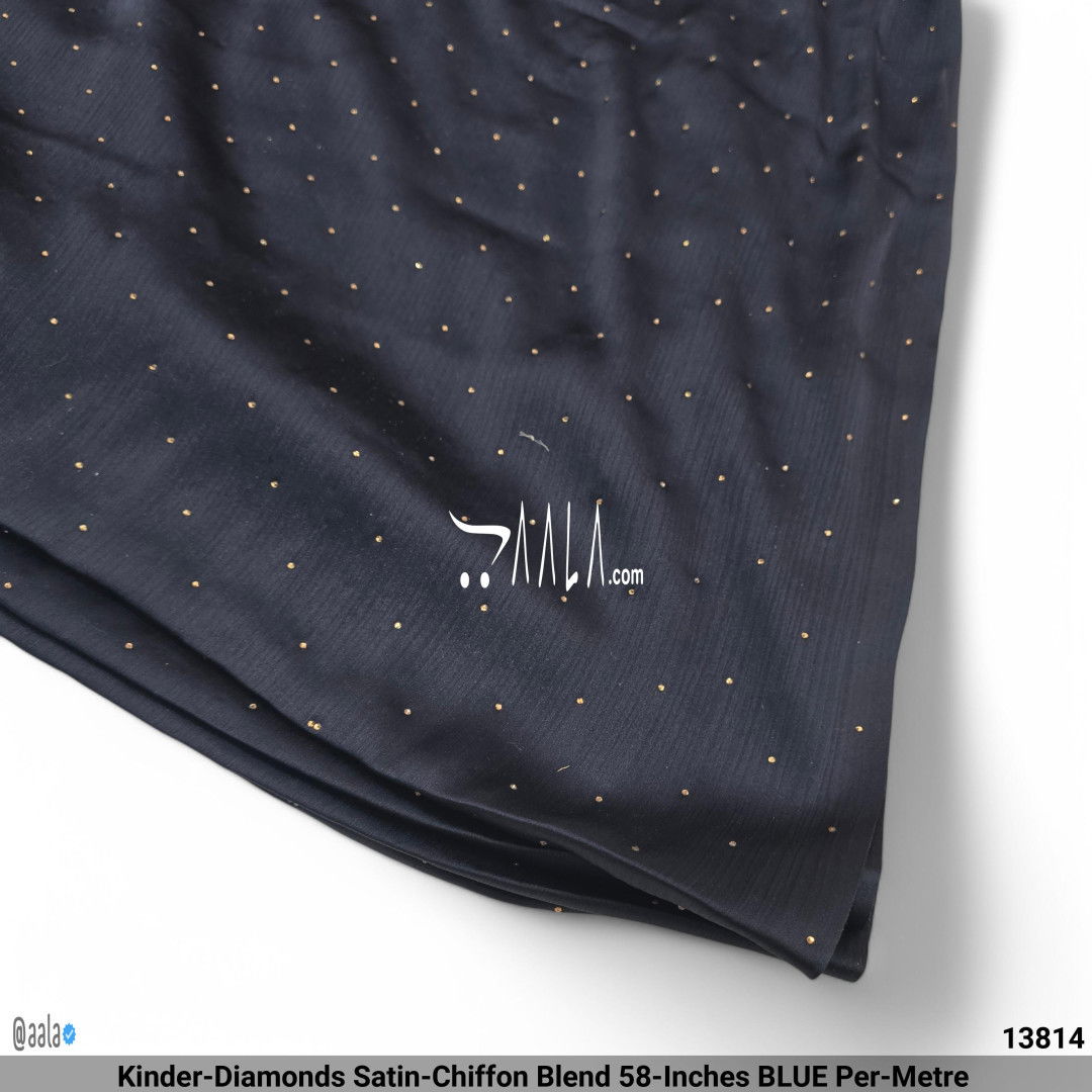 Kinder-Diamonds Satin-Chiffon Blend 58-Inches BLUE Per-Metre #13814