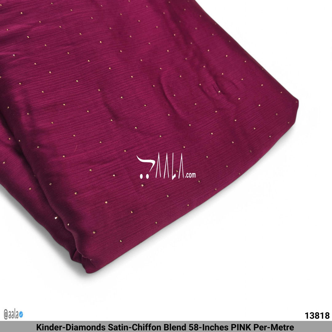 Kinder-Diamonds Satin-Chiffon Blend 58-Inches PINK Per-Metre #13818