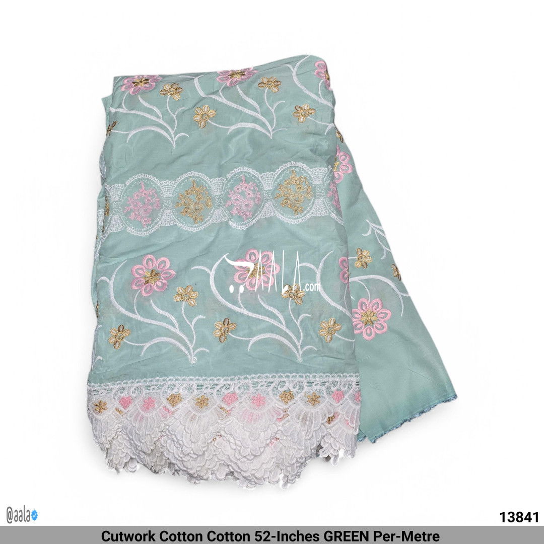 Cutwork Cotton Cotton 52-Inches GREEN Per-Metre #13841